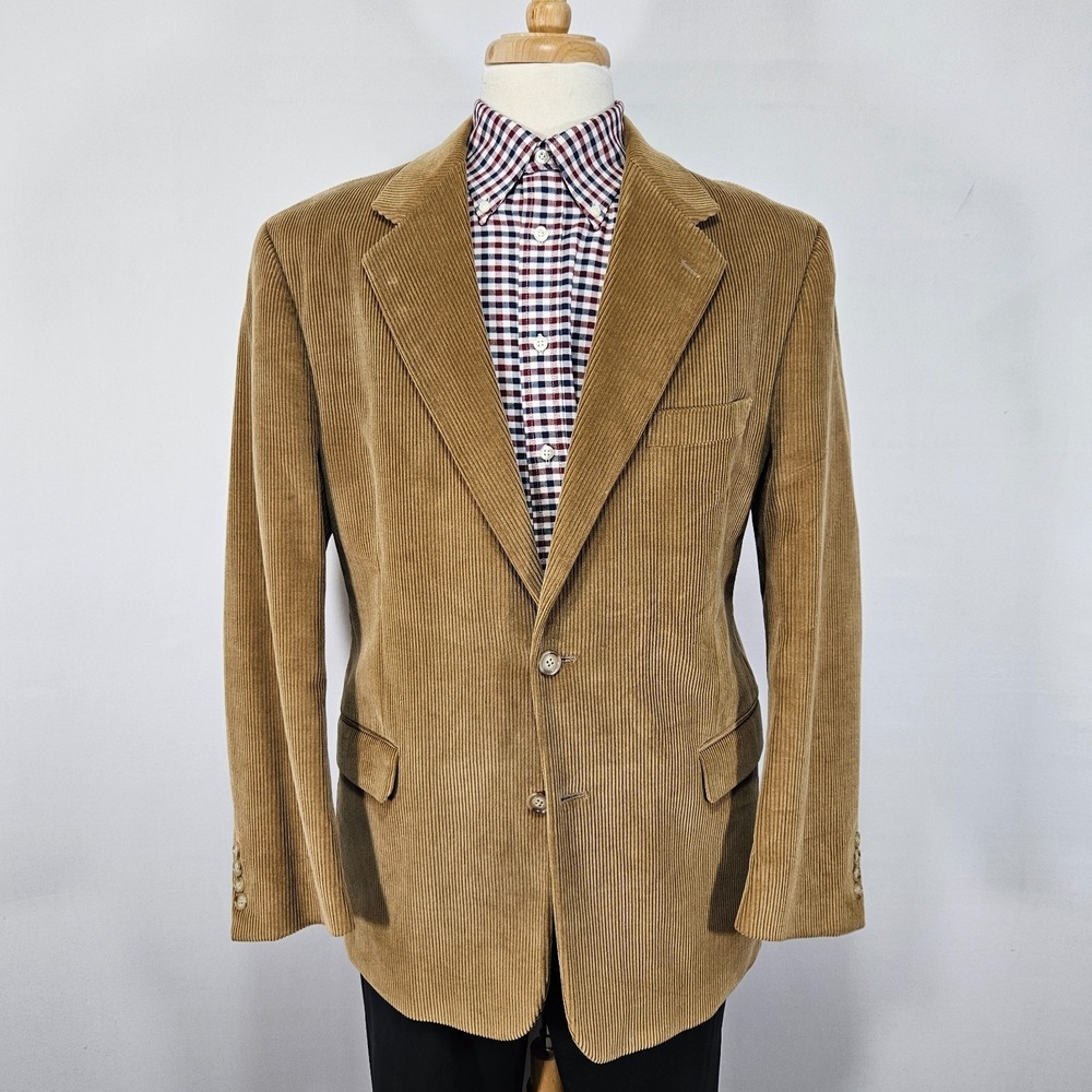 VTG Grant Thomas Men's Sport Coat Blazer Two Button Brown Corduroy Cotton‎ 42R